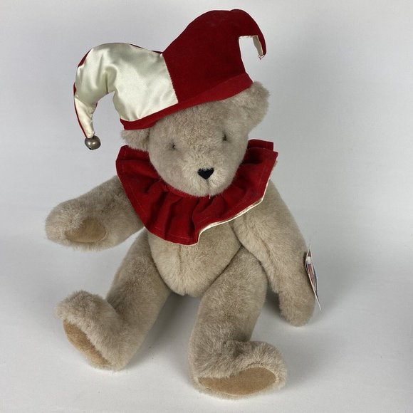 VERMONT TEDDY BEAR Jointed Brown 16" Plush Clown Joker Jester Authentic Handmade - Picture 1 of 15